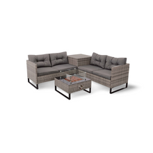 Load image into Gallery viewer, Palma Rattan Corner Fire Pit 4 Seater in Grey