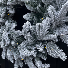 Load image into Gallery viewer, 60cm Premium Mixed branch prelit Snow Flocked Christmas Wreath - with timer