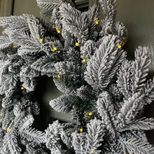 Load image into Gallery viewer, 60cm Premium Mixed branch prelit Snow Flocked Christmas Wreath - with timer