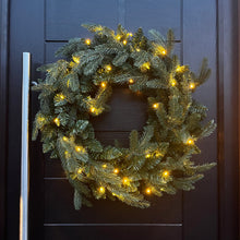 Load image into Gallery viewer, 60cm Premium Mixed branch prelit Green Wreath - with timer