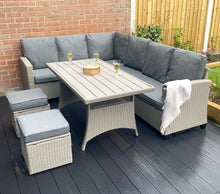 Load image into Gallery viewer, York 8 Seat grey rattan corner sofa dining set