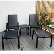 Load image into Gallery viewer, Brooke 5 piece black bistro set with foot stools