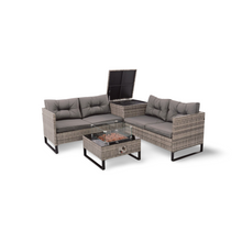 Load image into Gallery viewer, Palma Rattan Corner Fire Pit 4 Seater in Grey