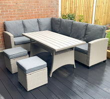 Load image into Gallery viewer, York 8 Seat grey rattan corner sofa dining set