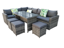 Load image into Gallery viewer, The Tarporley Grey 9 Seat Corner Rattan Dining Set