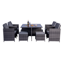 Load image into Gallery viewer, Milano 9 Piece Rattan Cube Dining Set - Grey