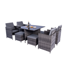 Load image into Gallery viewer, Milano 9 Piece Rattan Cube Dining Set - Grey
