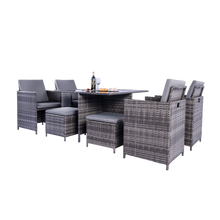 Load image into Gallery viewer, Milano 9 Piece Rattan Cube Dining Set - Grey