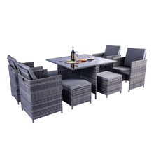 Load image into Gallery viewer, Milano 9 Piece Rattan Cube Dining Set - Grey