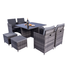 Load image into Gallery viewer, Milano 9 Piece Rattan Cube Dining Set - Grey