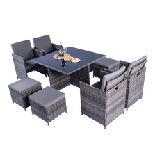 Load image into Gallery viewer, Milano 9 Piece Rattan Cube Dining Set - Grey