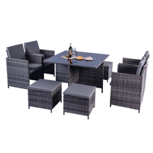 Load image into Gallery viewer, Milano 9 Piece Rattan Cube Dining Set - Grey