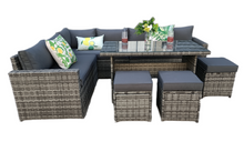 Load image into Gallery viewer, The Tarporley Grey 9 Seat Corner Rattan Dining Set