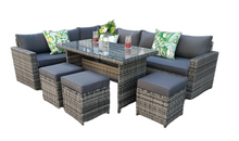 Load image into Gallery viewer, The Tarporley Grey 9 Seat Corner Rattan Dining Set