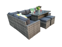 Load image into Gallery viewer, The Tarporley Grey 9 Seat Corner Rattan Dining Set