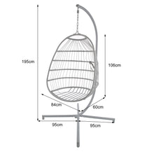 Load image into Gallery viewer, Azura Hanging Egg Chair - Swing Pod Egg Chair - Large with deep Grey Cushions