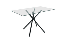 Load image into Gallery viewer, Miami Rectangle Glass Dining Table with starburst black legs