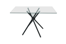 Load image into Gallery viewer, Miami Rectangle Glass Dining Table with starburst black legs