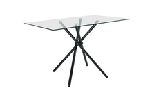 Load image into Gallery viewer, Miami Rectangle Glass Dining Table with starburst black legs