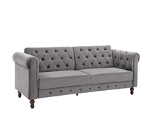Load image into Gallery viewer, Royal Chesterfield 3 Seat Sofa Bed in Grey Velvet