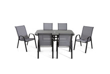 Load image into Gallery viewer, The Rufford - Black and Grey Metal 6 Seat Garden Dining Set