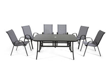 Load image into Gallery viewer, The Rufford - Black and Grey Metal 6 Seat Garden Dining Set