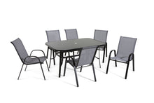 Load image into Gallery viewer, The Rufford - Black and Grey Metal 6 Seat Garden Dining Set