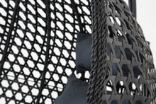 Load image into Gallery viewer, The Onyx Black Hanging Swing Pod Egg Chair - Large with deep Grey Cushions