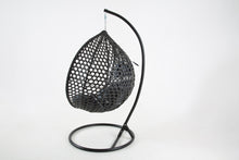 Load image into Gallery viewer, The Onyx Black Hanging Swing Pod Egg Chair - Large with deep Grey Cushions