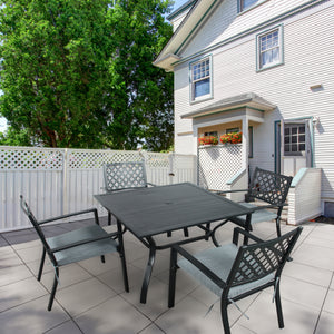 Adlington Diamond 4 Seat Dining Set with grey cushions