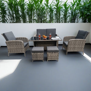 Dorchester 6-Piece Rattan Wicker Relaxed Garden Dining Set