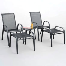Load image into Gallery viewer, Brooke 5 piece black bistro set with foot stools
