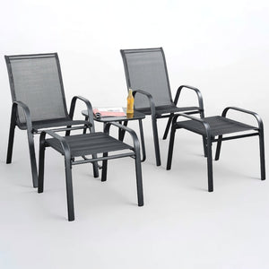 Brooke 5 piece black bistro set with foot stools