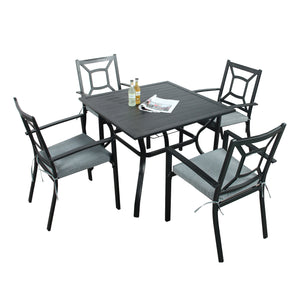 Aspull Square 4 Seat Dining Set with Grey cushions