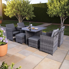 Load image into Gallery viewer, Milano 9 Piece Rattan Cube Dining Set - Grey
