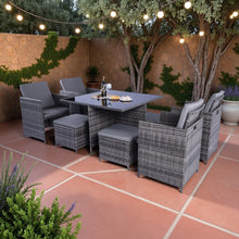 Load image into Gallery viewer, Milano 9 Piece Rattan Cube Dining Set - Grey
