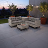 Palma Rattan Corner Fire Pit 4 Seater in Grey