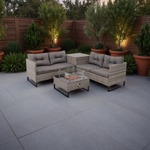 Load image into Gallery viewer, Palma Rattan Corner Fire Pit 4 Seater in Grey

