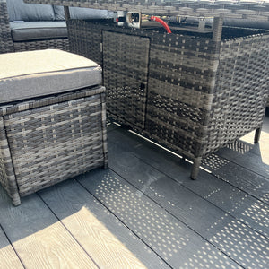 The Croft 8 Seat Corner Gas Firepit Rattan Dining Set