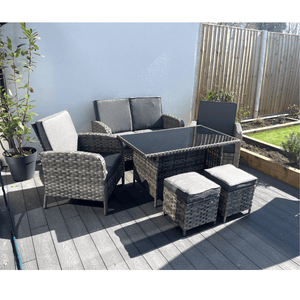 Dorchester 6-Piece Rattan Wicker Relaxed Garden Dining Set