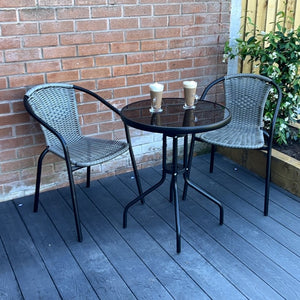 The Bolero 2 Seat Modern Rattan Bistro Set - Grey