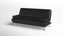 Load image into Gallery viewer, Jace Black Leather 3 Seat Sofa Bed Set
