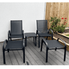 Brooke 5 piece black bistro set with foot stools
