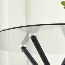 Load image into Gallery viewer, New York Circle Glass Dining Table with starburst black legs
