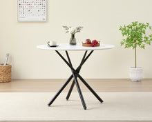 Load image into Gallery viewer, Seattle Circle Stone White Concrete Dining Table with starburst black legs
