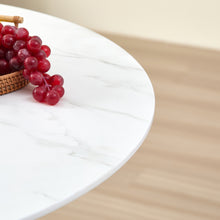 Load image into Gallery viewer, Seattle Circle Stone White Concrete Dining Table with starburst black legs
