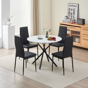 Seattle Dining Table with 4 Emily Leather Chairs