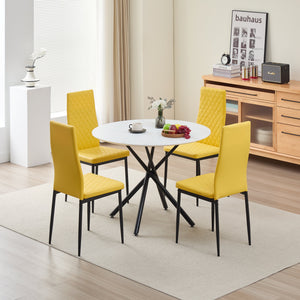 Seattle Dining Table with 4 Emily Leather Chairs