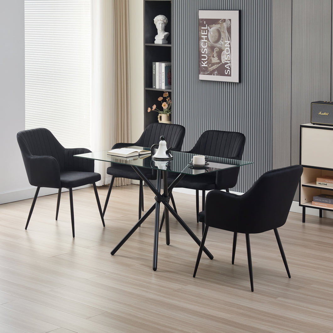 Miami Dining Table with 4 Charlotte Velvet Chairs