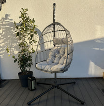 Load image into Gallery viewer, Azura Hanging Egg Chair - Swing Pod Egg Chair - Large with deep Grey Cushions

